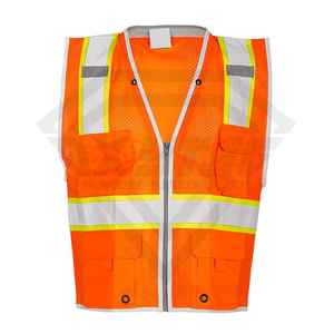 เสื้อกั๊กสะท้อนแสงตาข่ายสีส้มคุณภาพสูงพร้อมกระเป๋า เสื้อผ้าทำงานแบบมองเห็นได้ชัดเจนสำหรับอุตสาหกรรม จากผู้ผลิต - Product Image 2