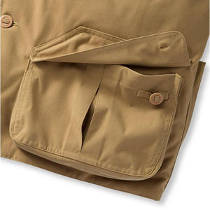 Chaleco con cuello en V para hombre, color naranja y caqui, con bolsillos, transpirable, de un solo botón, estilo casual de primavera - Product Image 6