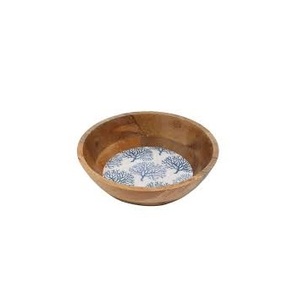Tazón de Madera para Servir al por Mayor, Hecho a Mano, para Frutas y Ensaladas, Vajilla de Madera Natural, Tazón Decorativo con Incrustaciones de Esmalte Impreso, Tazón para Ensalada - Product Image 1