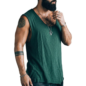Débardeur de sport pour homme Parium à col profond, en maille slub respirante, personnalisable, vente en gros, débardeurs de gym vierges pour hommes - Product Image 1