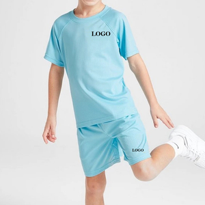 Ensemble 2 pièces en coton pour bébés garçons, t-shirt et short, col rond, manches courtes, tenue décontractée d'été, couleur unie, respirant - Product Image 1
