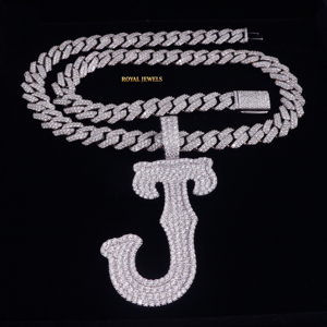 Pendentif Moissanite Lettre Initiale Breloques Hiphop Bijoux VVS Iced Out Argent 925 Pendentif Moissanite Personnalisé - Product Image 2
