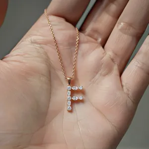 New Arrival Trendy F Alphabet Labgrown Diamond Pendant Rose Gold 1.2CT Solitaire <b>Necklace</b> <b>D</b>-E Color VS Clarity IGI Certified - Product Image 2