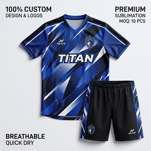 Kit de football de haute qualité 100% polyester, uniforme d'équipe personnalisé, maillot de football respirant à col en V, impression par sublimation numérique - Product Image 6