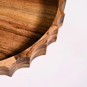 Round Wooden Serving <b>Tray</b> With Natural Finish For Food Display On Table Minimalist Design Single Tier Reusable <b>Storage</b> <b>Tray</b> - Product Image 3