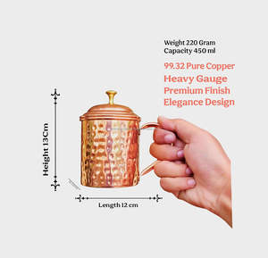 Vaso de Cobre, Diseño Elegante Más Vendido, Vajilla de Lujo Martillada con Beneficios para la Salud, a Prueba de Fugas, Apto para Lavavajillas - Product Image 3