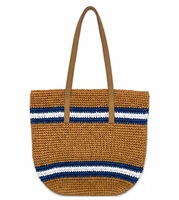 Sac fourre-tout en crochet personnalisé imperméable pour le shopping, bleu marine, sac à main pour femme, motif nuage polynésien, fermeture ouverte, en coton
