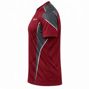 Camiseta Deportiva de Manga Corta Color Granate para Hombre, Cuello Redondo, Tejido de Punto, Secado Rápido, Corte Ajustado, Largo Regular - Product Image 2