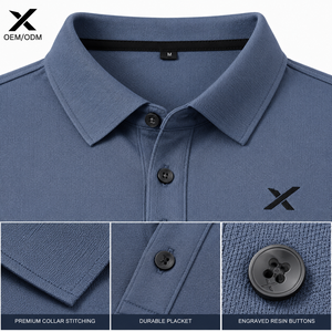 Polo décontracté à manches courtes pour homme X Sports City, couleur unie, respirant, mélange polyester-coton, tendance quatre saisons - Product Image 5