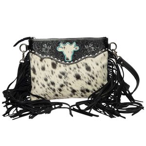 Sac bandoulière vintage en cuir de vachette à franges, nouveau design, fourrure de vachette pleine fleur, fait main, style vintage, pour femmes, en gros - Product Image 3