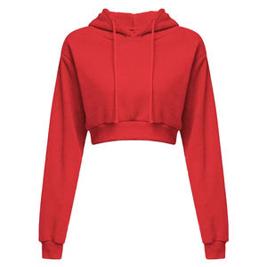 Logo imprimé bouffant personnalisé de haute qualité sweats à capuche courts Style de rue en détresse bas coton lourd sweats à capuche pour femmes - Product Image 4