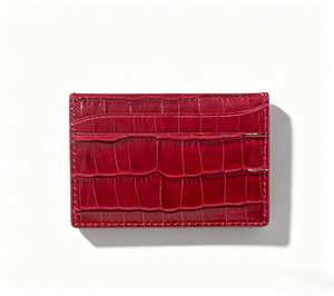 [Highly Recommended] Castello Genuine Leather Slim Card Case <b>Wallet</b> Open Closure Foiled Logo Unisex Black Navy Green Red - Product Image 2