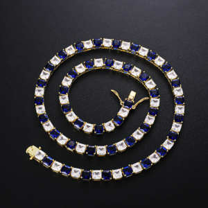 Cadena Hip Hop para Hombre, Chapada en Oro de 14K, Plata de Ley, con Diamante Azul Cultivado en Laboratorio - Product Image 3