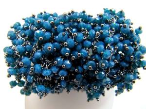 Neon Apatite Dangling Chain Rondelle Faceted 3-4mm Beaded Cluster Rosary Chain - Product Image 3