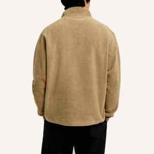 Nouveau sweat à capuche en polaire épaisse avec broderie de logo personnalisé, fermeture éclair 1/4, col montant, tricoté ample pour l'hiver, unisexe - Product Image 3