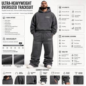 Ensemble deux pièces streetwear personnalisé avec logo brodé, épaules tombantes, en molleton double face brossé, ourlets et poignets côtelés, vente en gros OEM, nouveauté - Product Image 4