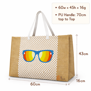 Bolsa de Mano de Lona de Yute con Estampado de Gafas de Sol |   Bolsa de Mano Resistente con Asa de PU Ecológica para Compras y Viajes - Product Image 4