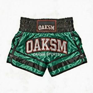 Pantalones Cortos de Muay Thai Personalizados, Satén Verde y Negro, Cintura Elástica, Logotipo Personalizado OEM, Ligeros y Elásticos - Product Image 1