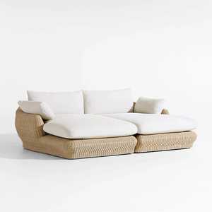 Modern Outdoor Wicker <b>Daybed</b> Sofa Set with Thick Cushions, Modular Rattan Sectional Lounge for Patio, <b>Garden</b>, Hotel & Resort Use - Product Image 1