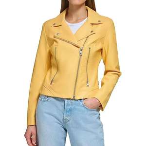 Women's Original Leather <b>Jacket</b> (3 Colors) Biker <b>Jacket</b> Zip Pockets Vintage Regular Length <b>Waterproof</b> Lightweight Coat for - Product Image 2