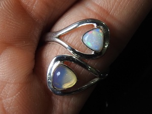 Australian Opal <b>Ring</b> Multi Fire Stone 925 Sterling Silver Jewelry <b>Adjustable</b> Size Gift For Her Handmade Jewelry One Of A Kind MS - Product Image 4