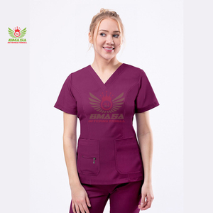 Tenues d'infirmières en polyester tricoté, ensembles de blouses à manches courtes, uniformes médicaux personnalisés - Product Image 4