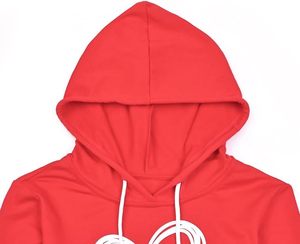 Sudadera Corta Roja para Mujer con Estampado de Corazón, Manga Larga, Tejida en Algodón, Informal, para Primavera - Product Image 3