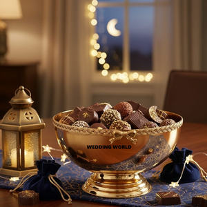 Bol à chocolat décoratif en acier inoxydable, finition nickel brillant, bol à bonbons, vaisselle très vendue, bol à chocolat en métal - Product Image 5