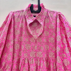 Vestido Casual Midi para Mujer, Tejido 100% Algodón, Estampado Floral Liso, Manga Corta, Cintura Imperio, Estilo Babydoll, Oversize, Cuello en V, Holgado - Product Image 5
