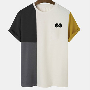 Camiseta de hombre al por mayor con logo personalizado impreso, 100% algodón, cuello redondo, corte holgado, servicio OEM personalizado, camiseta de color sólido para hombre - Product Image 1