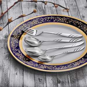 24 PCS Ensemble de couverts en acier inoxydable à pois Groom Vaisselle de qualité supérieure pour une expérience culinaire élégante - Product Image 2