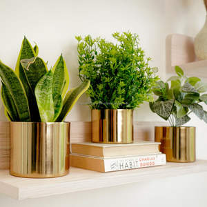 Pots de fleurs debout libres seaux en tôle de fer de haute qualité or plaqué métal jardinières ensemble vaisselle facile jardinière portable - Product Image 2