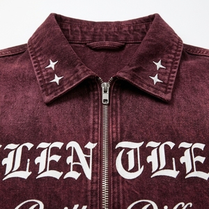 Veste en jean délavé pour homme 100% coton, impression personnalisée, manches courtes, fermeture éclair sur le devant, streetwear, été, automne, hiver, fournisseur personnalisé - Product Image 5