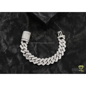 Premium VVS Lab Grown Cuban Chain Bracelet Featuring Invisible <b>Set</b> Baguette Stones and Luxury Hip Hop Styling - Product Image 5