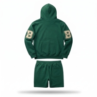 Ensemble sweat à capuche et short unisexe en coton Brand Stuff vert, survêtement décontracté pour l'automne avec logo imprimé