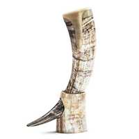 Corne à boire traditionnelle viking, mythologie nordique, polie, faite à la main, avec support en coquille, agate, toucher réel, tasse médiévale, poignée en bois