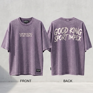 เสื้อยืดสีม่วงวินเทจแบบวอช พร้อมลายปักด้านหน้าและด้านหลัง Good King Sport Impex ทรงโอเวอร์ไซส์ สไตล์ลำลอง สตรีทแวร์ ใส่ได้ทั้งชายและหญิง - Product Image 5