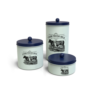 Recipientes Metálicos Cilíndricos para Almacenamiento de Alimentos con Tapas Metálicas Herméticas para la Conservación de la Frescura, Juego de 3 para Cocina, Diseño Moderno - Product Image 4