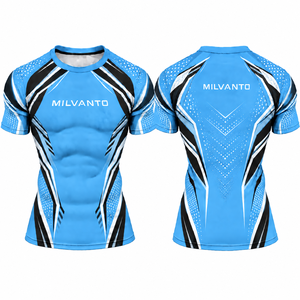 Camiseta de Compresión Deportiva Personalizada Naranja para Hombre, 100% Poliéster, Transpirable, Absorbe la Humedad, Sublimada - Product Image 3