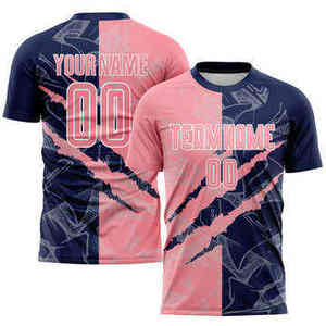 Custom Sublimation Sports T <b>Shirt</b> Navy <b>Pink</b> Graphic Team Jersey With Name And Number - Product Image 2