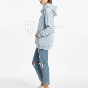 Sudadera con Capucha de Punto para Mujer, Estilo Urbano, Invierno, Lavado Ácido, con Pedrería, Ligera, Material Cómodo de Alta Calidad, Detalle de Piedras para la Calle - Product Image 5