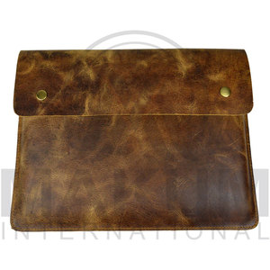 MAKUM INTERNATIONAL Brown Leather <b>Laptop</b> <b>Sleeve</b> with Flap Closure and Inner Pocket for Portable Protection Model MI-LLC-520 - Product Image 6