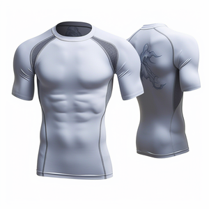 Camiseta Deportiva de Manga Corta para Hombre, Color Verde Lima, con Estampado Azul, de Secado Rápido, Spandex y Poliéster - Product Image 6