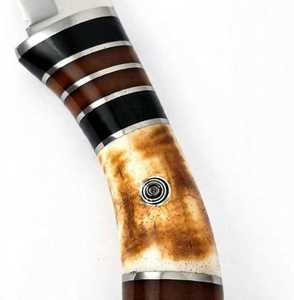 Couteau utilitaire d'extérieur en acier inoxydable fait main sur mesure avec manche segmenté en bois de cerf - Product Image 3