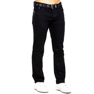 Jean droit pour homme avec ceinture, coupe classique, en denim, poches, pantalon décontracté, très vendu, haute qualité, léger - Product Image 1
