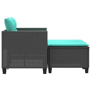 Sofá de Jardín de Ratán PE Negro y Azul, Muebles de Exterior Elegantes de Acero con Recubrimiento en Polvo y Tela - Product Image 5