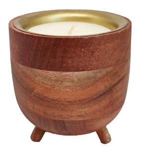 Rustin Vintage bougeoir en bois bougeoirs et bocaux en bois Vintage manguier décoratif tenture murale lanternes et pots - Product Image 6