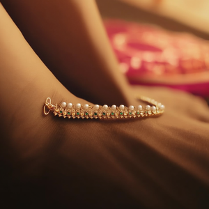 Stainless Steel Gold Plated Zircon Anklet-Wedding Foot Jewelry with Crystal Rhinestone - Product Image 3
