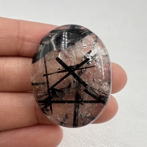 Quartz Rutile Noir Naturel Cabochon Ovale Pierre Précieuse Libre INDIA GEMS 38x22x7MM Effet de Couleur pour la Fabrication de Bijoux Vente en Gros - Product Image 2