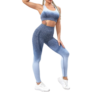 Ensemble de yoga pour femme, très populaire, léger, coupe décontractée, sans coutures, couleur unie, matière douce de qualité supérieure, séchage rapide, respirant. - Product Image 1